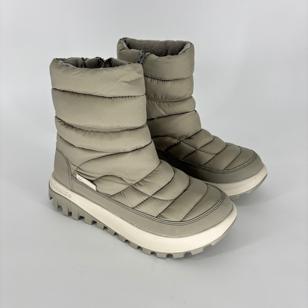 Columbia Snowtrot Waterproof Winter Boot Grey Green Women Size 8.5 Insulated